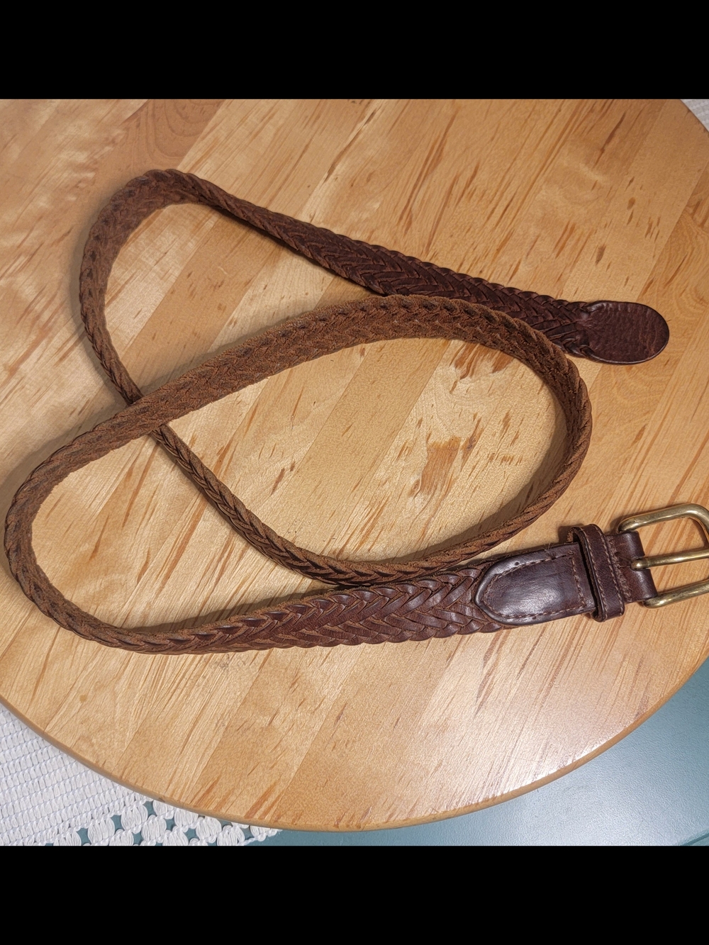 Braided Brown Hand Braided In Mexico iLeather Belt w/ Brass Buckle - Size 34